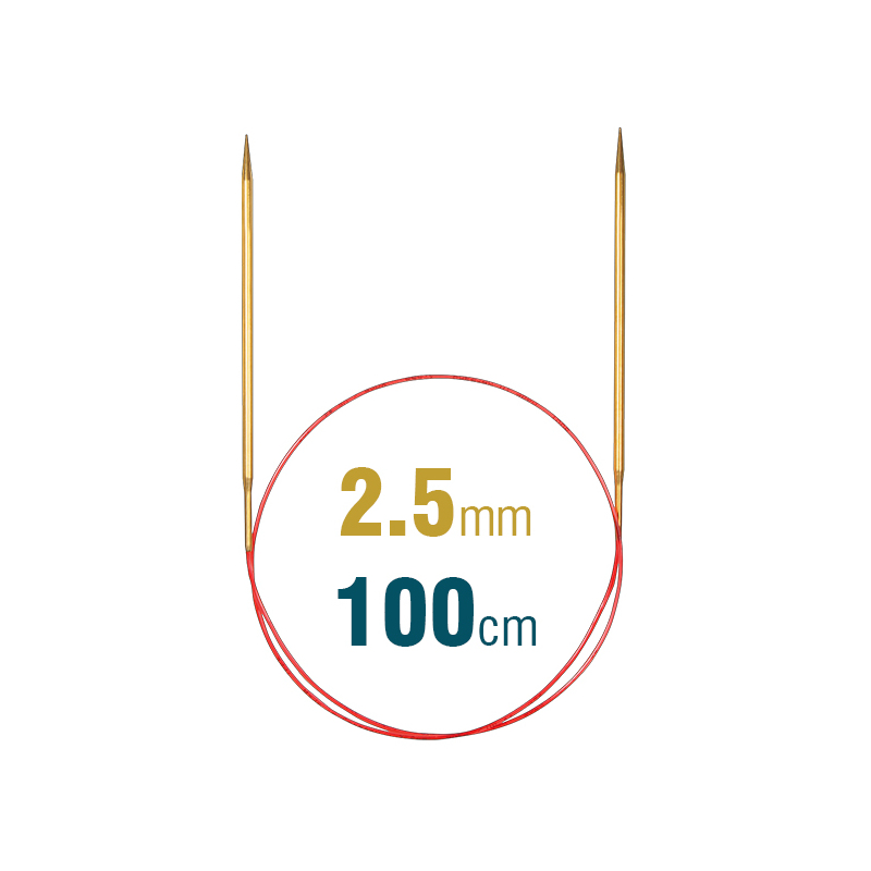 Addi Circular Needle 100cm x 2.50mm, Brass, Lace Long 755-7