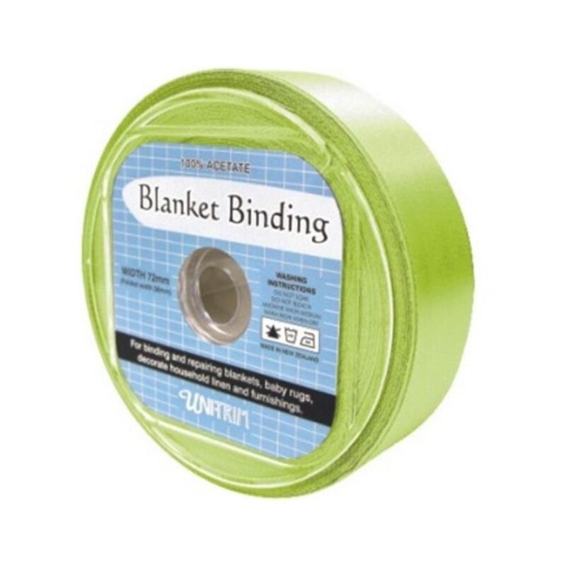 Uni-Trim Satin Blanket Binding, 72mm Wide, Colour LIME, FULL 30m ROLL