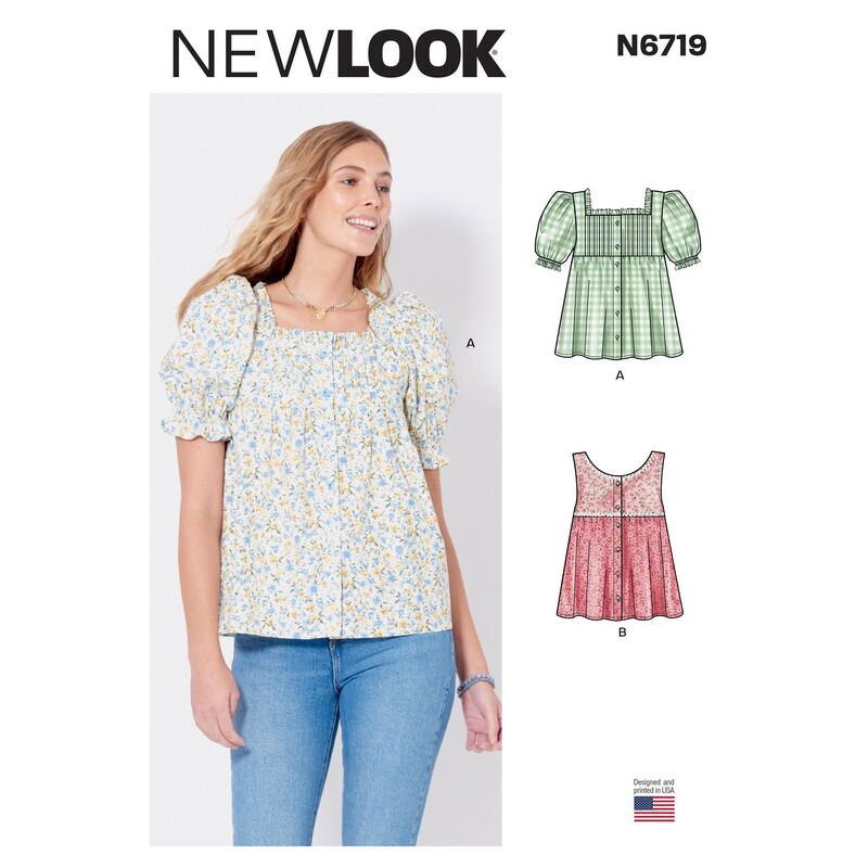 New Look Sewing Pattern N6719 Misses' Tops Sizes 8-18