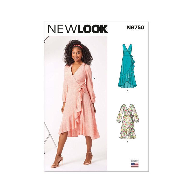 New Look Sewing Pattern N6750 Misses’ Wrap Dress With Length and Sleeve Variations