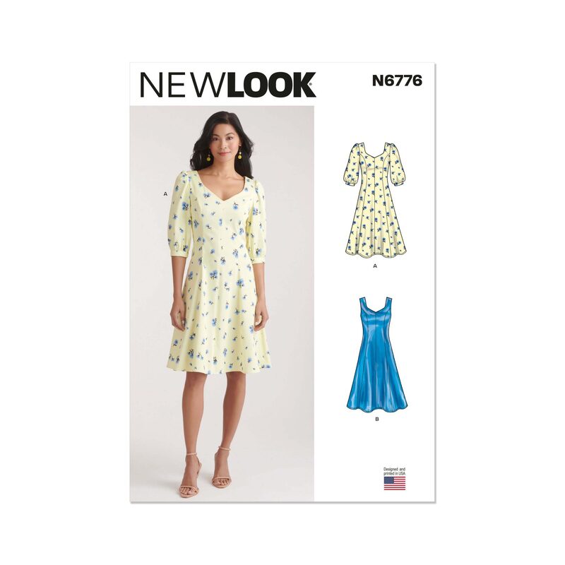 New Look Sewing Pattern N6776 Misses’ Dress With Sleeve Variations