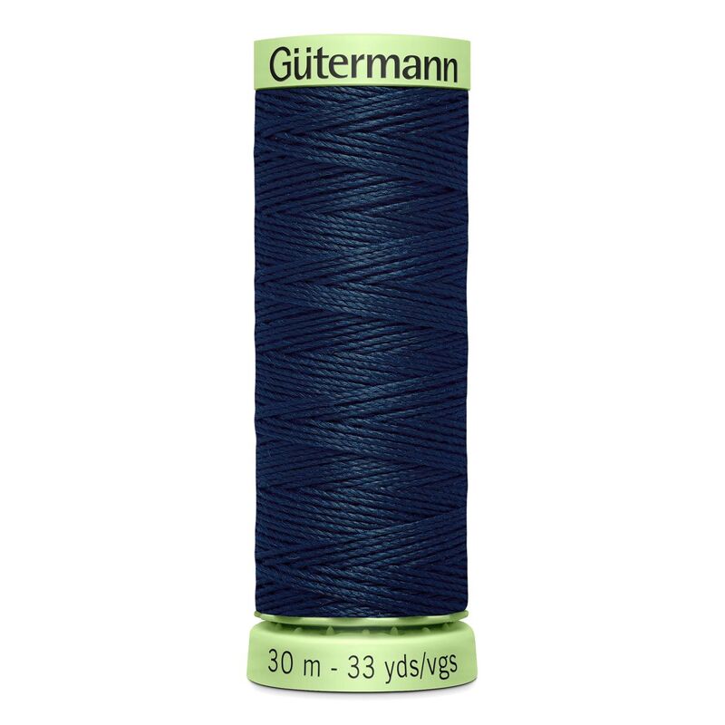 Gutermann Top Stitch Thread #487 DARK DENIM BLUE 30m Spool High Lustre, Bold Sewing