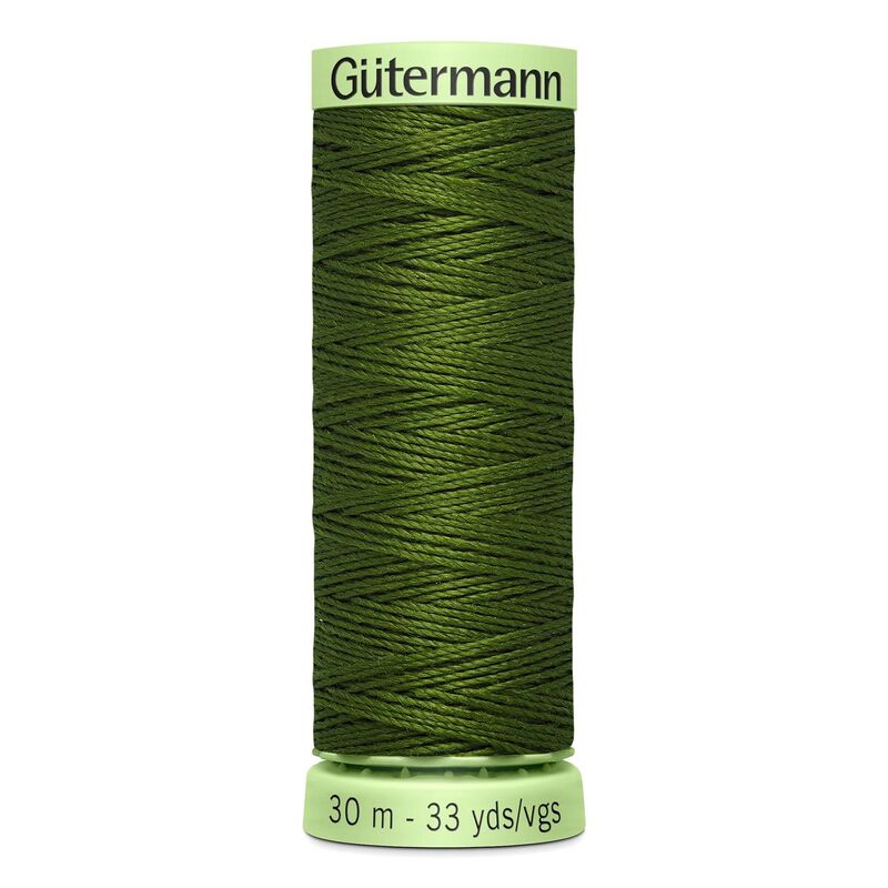 Gutermann Top Stitch Thread #585 DARK AVOCADO GREEN 30m Spool High Lustre, Bold Sewing