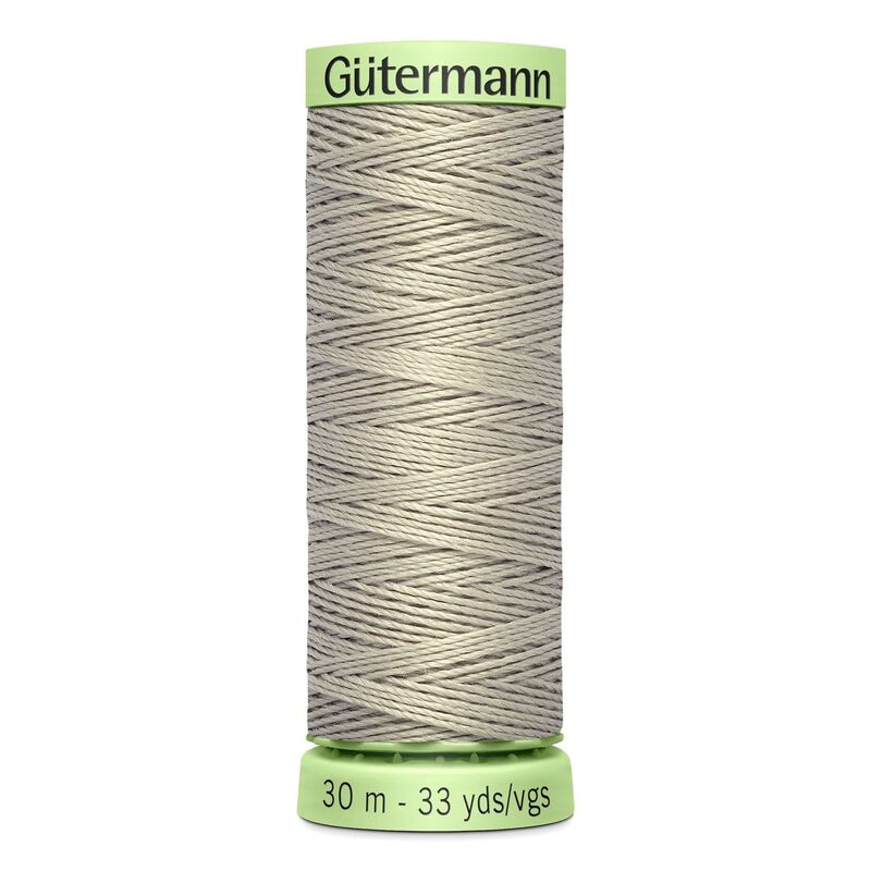 Gutermann Top Stitch Thread #633 MEDIUM BEIGE GREY 30m Spool High Lustre, Bold Sewing