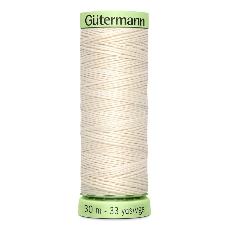 Gutermann Top Stitch Thread #802 ECRU 30m Spool High Lustre, Bold Sewing