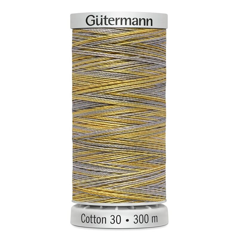 Gutermann Cotton 30 #4129 VARIEGATED YELLOW GREY MIX 300m Embroidery & Quilting Thread