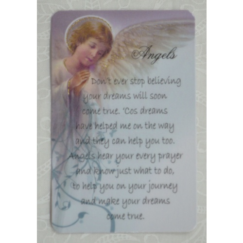 ANGELS Laminated Prayer Card, 54 x 82mm