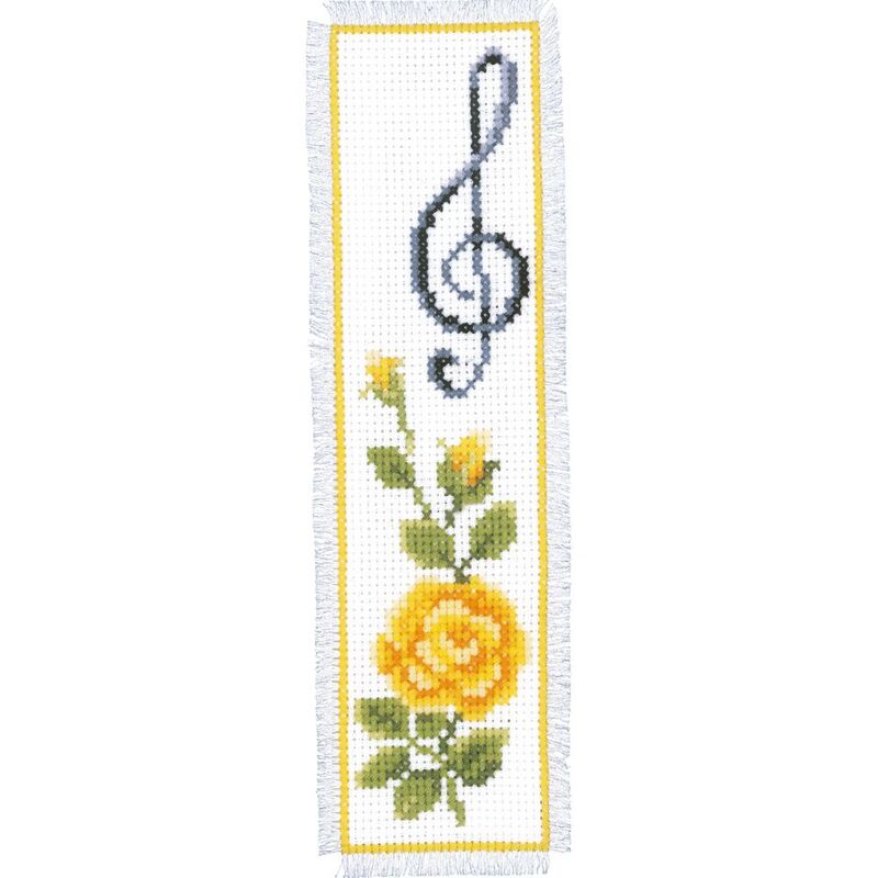 Vervaco ROSE WITH TREBLE CLEF Bookmark Counted Cross Stitch Kit PN-0003137