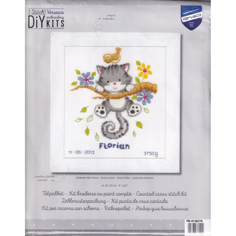 Vervaco PLAYFUL KITTEN Counted Cross Stitch Kit PN-0146276