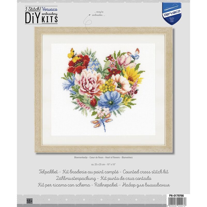 Vervaco HEART OF FLOWERS Counted Cross Stitch Kit PN-0179766