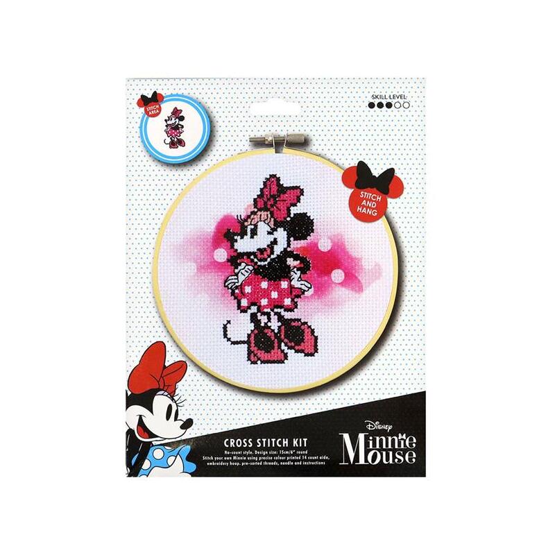 Disney MINNIE No Count Cross Stitch Kit With Hoop 15cm