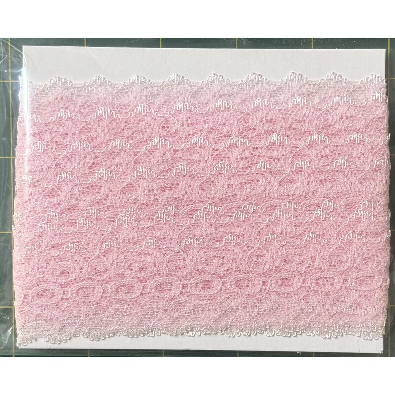 PINK 37mm Feather Edge Eyelet Lace, Per Metre