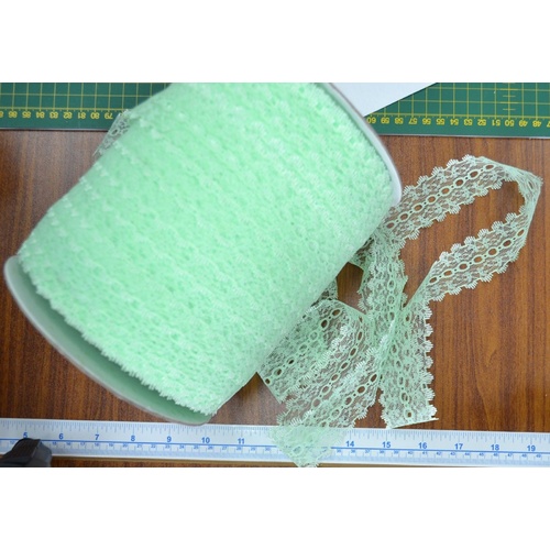 MINT 37mm Feather Edge Eyelet Lace, Per metre