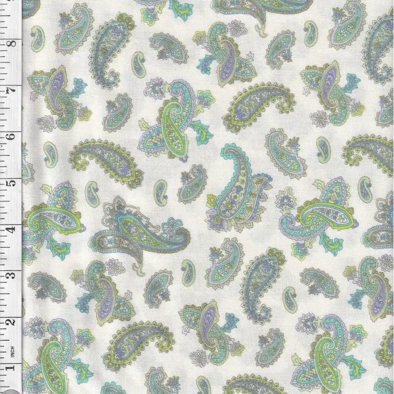 Braircliff Spaced Paisley ECRU Cotton Fabric 110cm wide