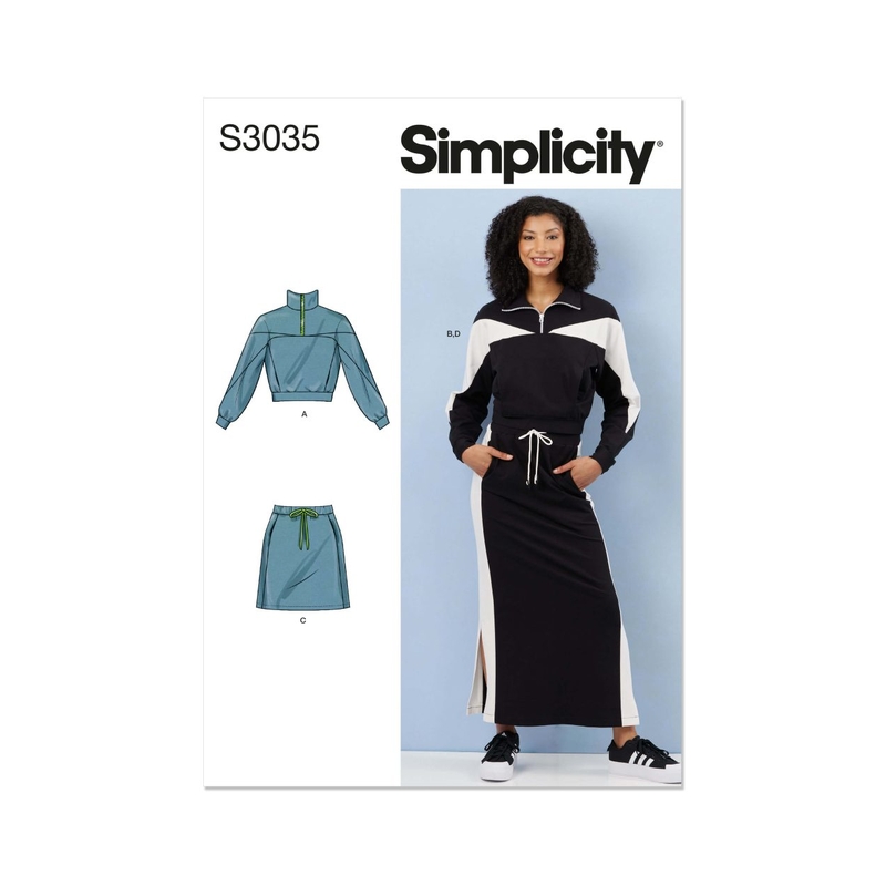 Simplicity Sewing Pattern S3035 Misses’ Knit Tops and Skirts, Sizes XS-XXL