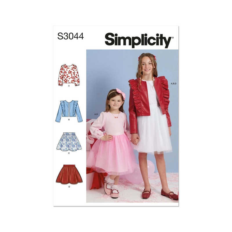 Simplicity Sewing Pattern S3044 Children’s & Girls’ Skirts, Jacket & Knit Top Sizes 3-6