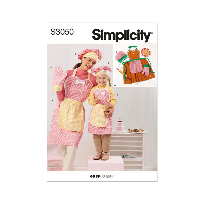 Simplicity Sewing Pattern S3050 Children’s and Misses’ Apron, Mitts and Hat