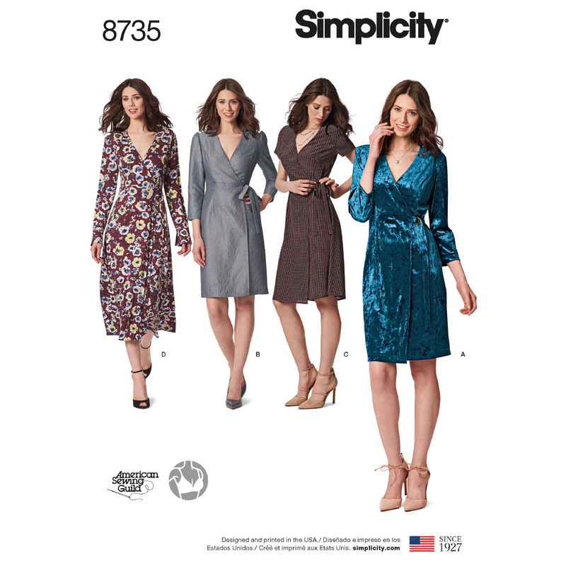 Simplicity Sewing Pattern 8735 Women's / Petite Women's Wrap Dress U5 Sizes 16-24