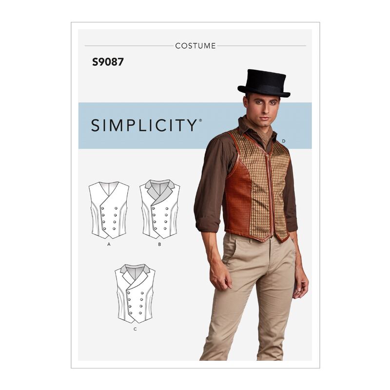 Simplicity Sewing Pattern S9087 Men's Steampunk Corset Vests AA Sizes 38-44