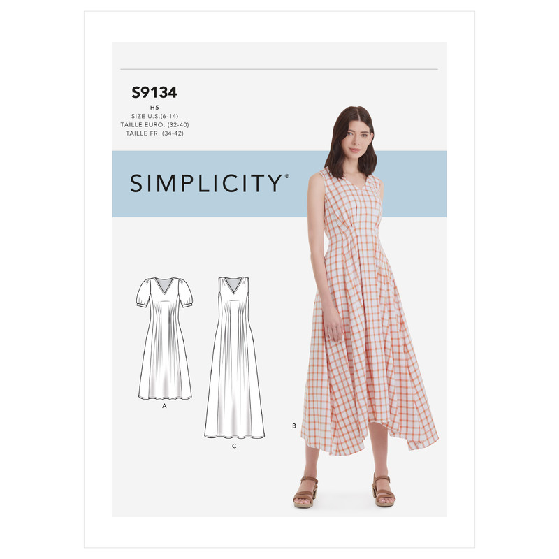 Simplicity Sewing Pattern S9134 Misses' Released Pleat Dress Simplicity Sewing Pattern 9134