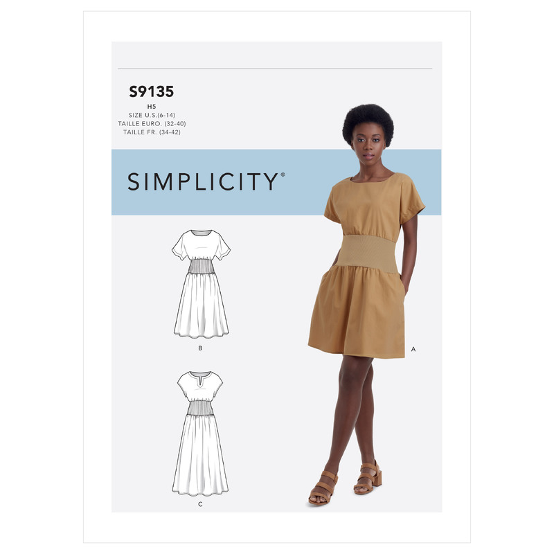 Simplicity Sewing Pattern S9135 Misses' Dress With Knit Midriff Simplicity Sewing Pattern 9135