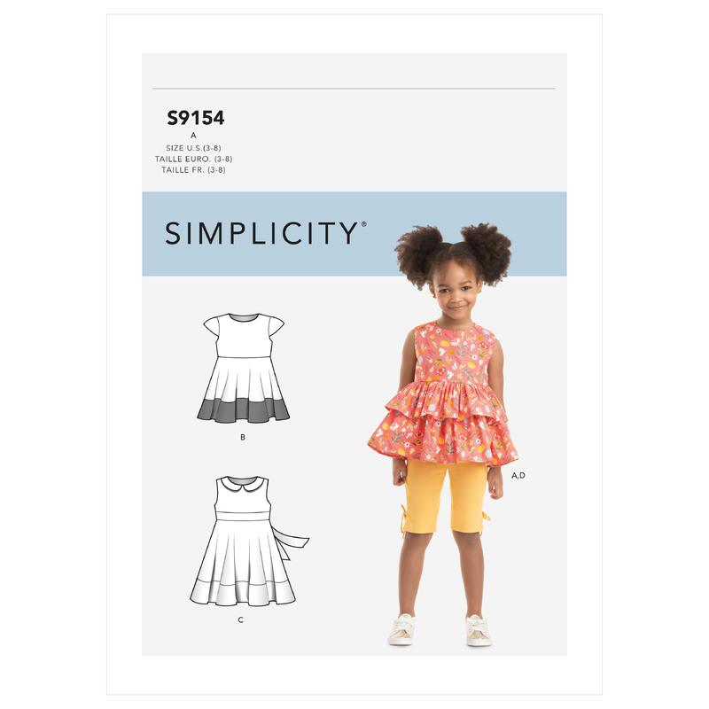 Simplicity Sewing Pattern S9154 Children's Dress, Top, Tunic & Leggings Simplicity Sewing Pattern 9154