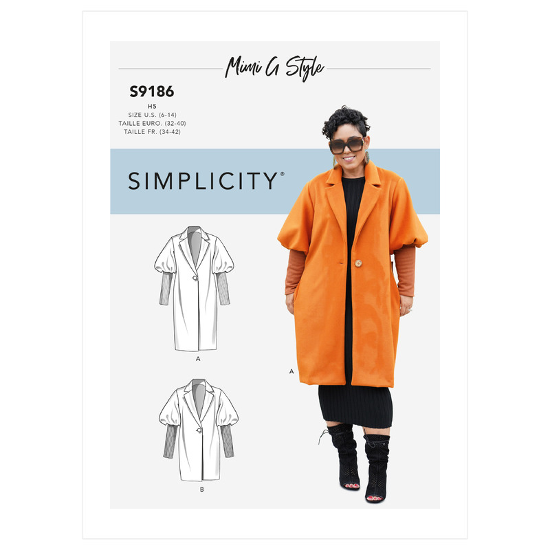 Simplicity Sewing Pattern S9186 Misses' Coat & Jacket Simplicity Sewing Pattern 9186