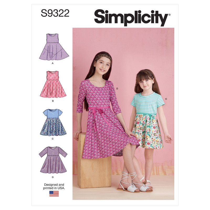 S9322 CHILD & GIRL DRESS Simplicity Sewing Pattern 9322