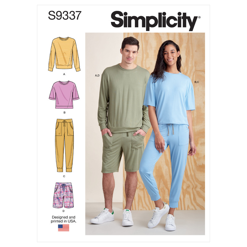 S9337 UNISEX TOP, PANT, SHORTS Simplicity Sewing Pattern 9337