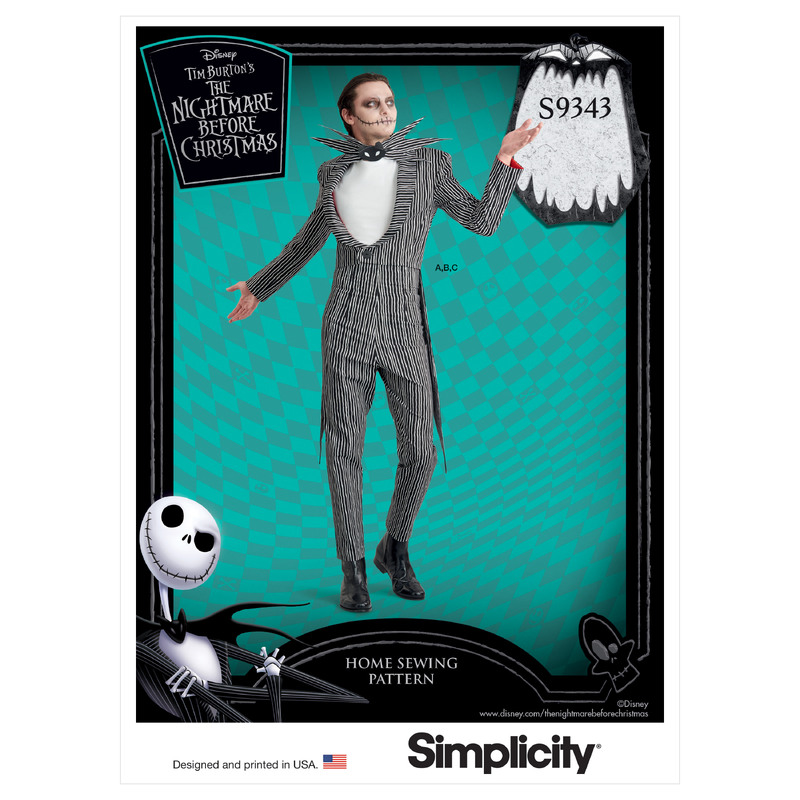 S9343 MENS COSTUME & FACE MASK Simplicity Sewing Pattern 9343