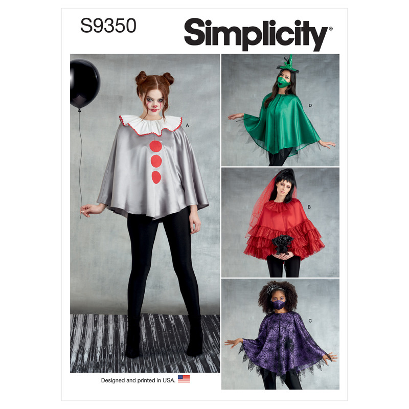 S9350 MISS PONCHO COSTUME & MASK Simplicity Sewing Pattern 9350