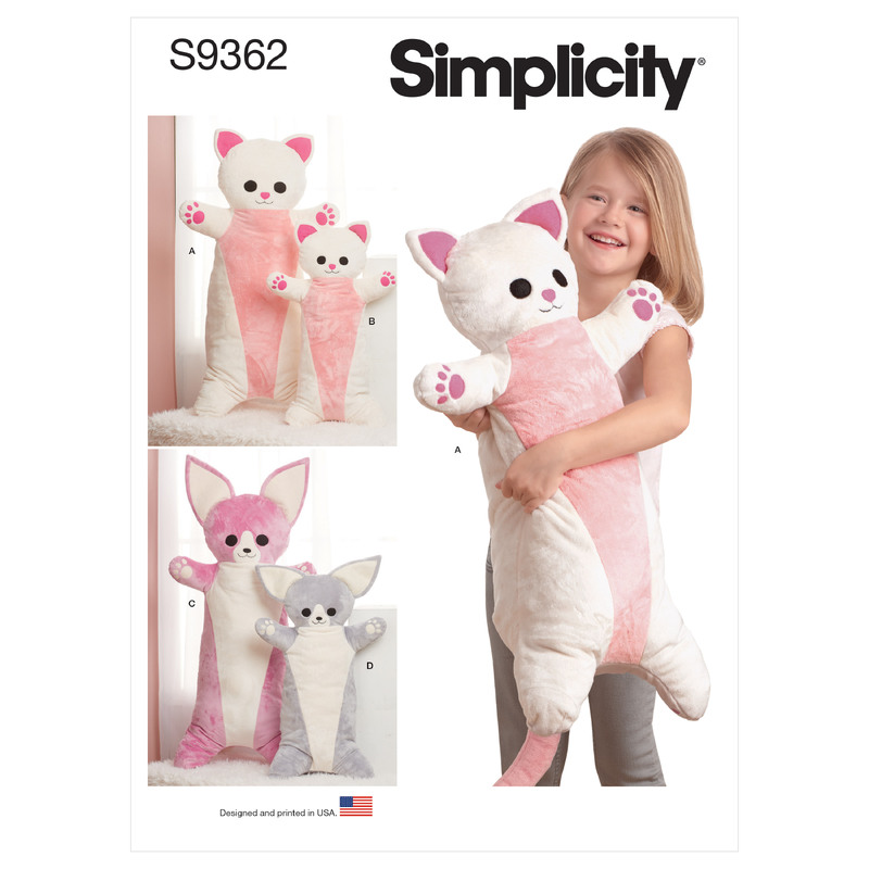 S9362 ANIMAL PLUSH BODY PILLOW Simplicity Sewing Pattern 9362