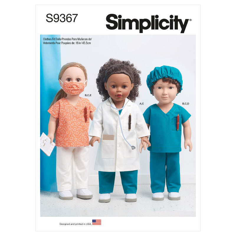 S9367 18" DOLL CLOTHES Simplicity Sewing Pattern 9367