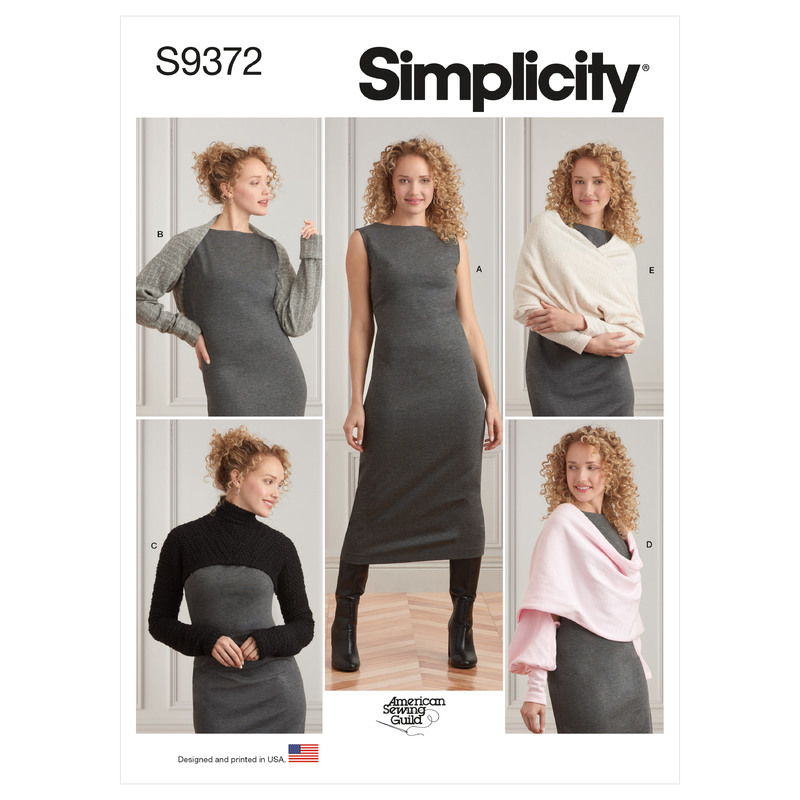 S9372 MISSES' DRESS & SHRUGS Simplicity Sewing Pattern 9372