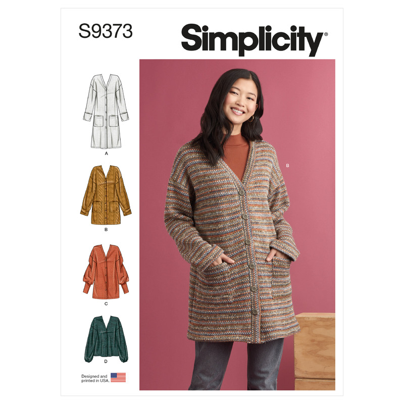 S9373 MISSES' KNIT CARDIGANS Simplicity Sewing Pattern 9373