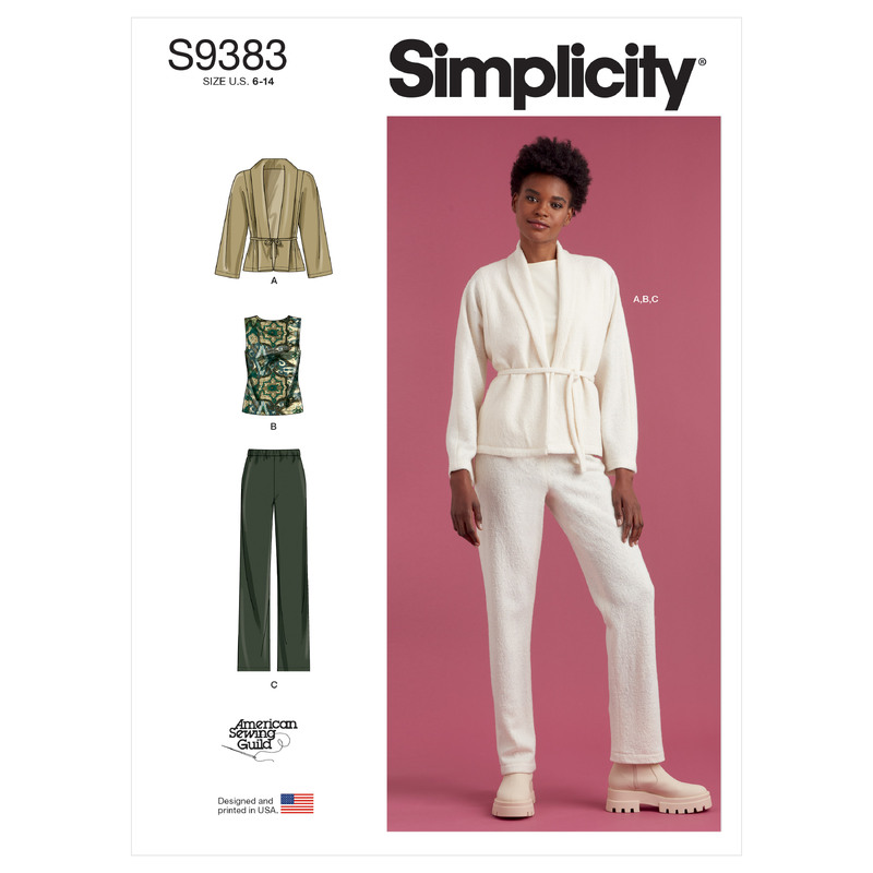 S9383 MISS JACKET, TOP & PANTS Simplicity Sewing Pattern 9383