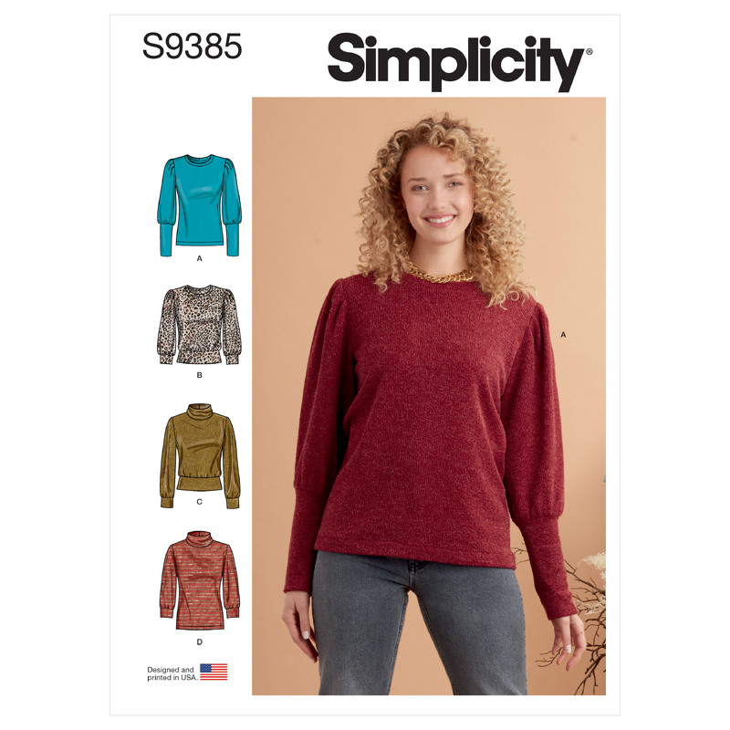 S9385 MISSES' KNIT TOPS Simplicity Sewing Pattern 9385