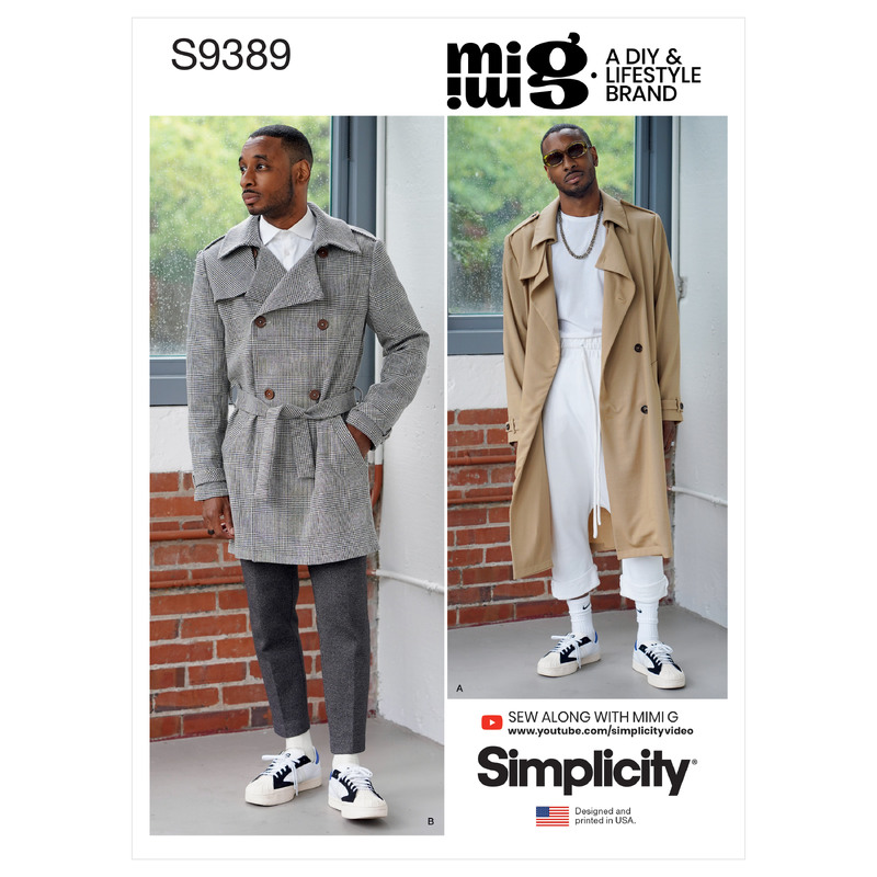 S9389 MEN'S TRENCH COAT Simplicity Sewing Pattern 9389