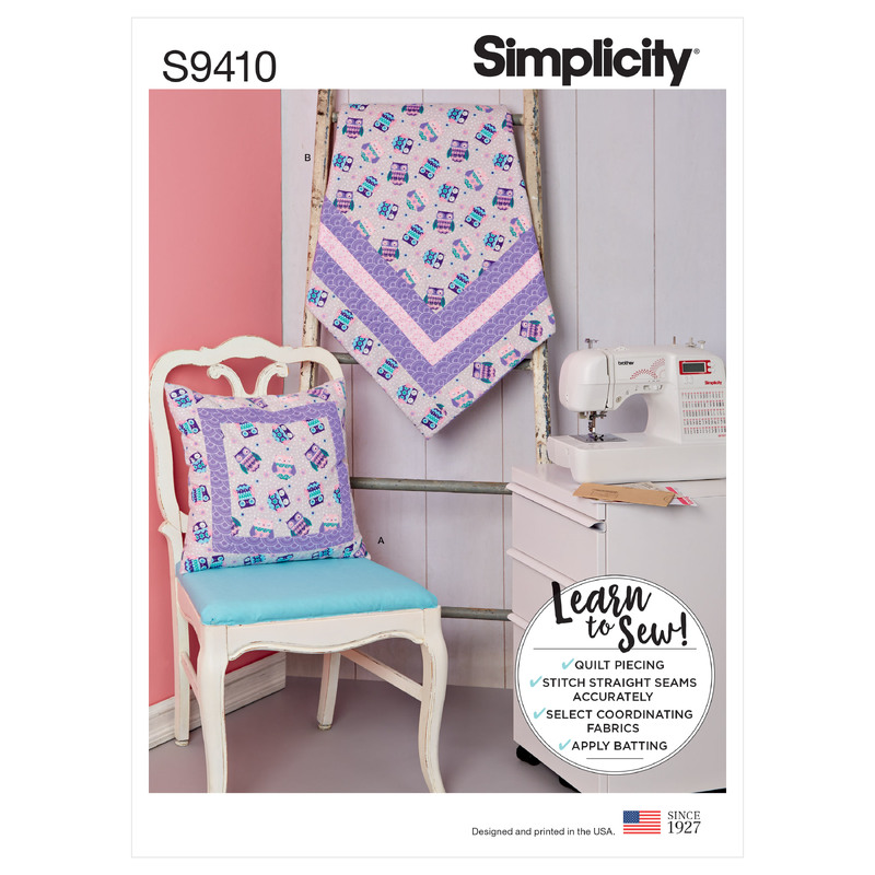 S9410 QUILTED BLANKET & PILLOW Simplicity Sewing Pattern 9410