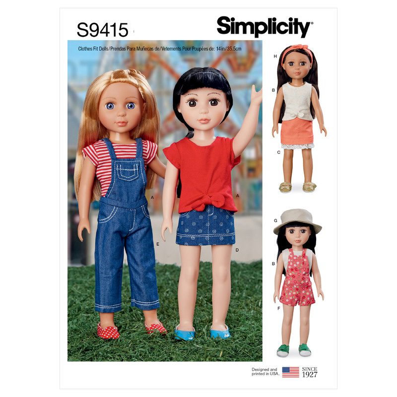 S9415 14" DOLL CLOTHES Simplicity Sewing Pattern 9415