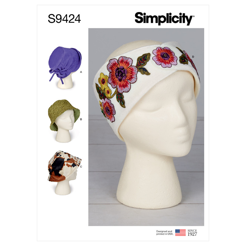 S9424 MISSES' HATS & HEADBAND Simplicity Sewing Pattern 9424