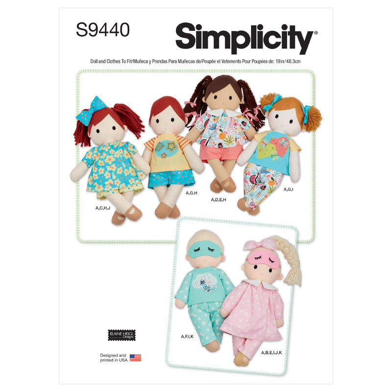 S9440 PLUSH DOLLS WITH CLOTHES Simplicity Sewing Pattern 9440