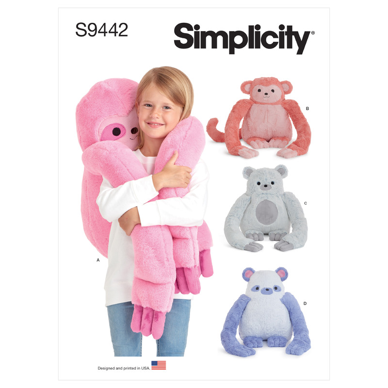 S9442 HUGGING PLUSH ANIMALS Simplicity Sewing Pattern 9442