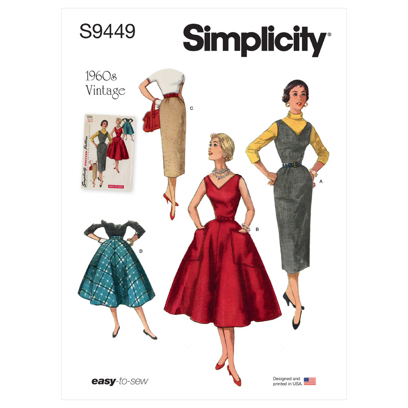 S9449 MISS DRESS, JUMPR, SKIRT Simplicity Sewing Pattern 9449