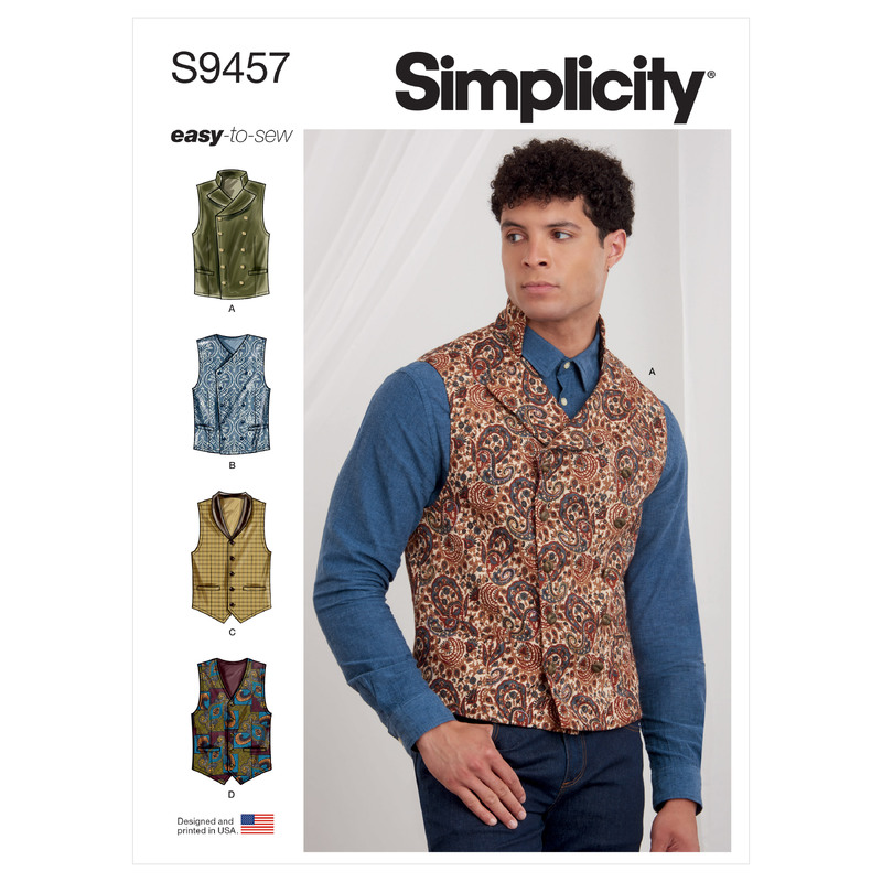 S9457 MEN'S VESTS Simplicity Sewing Pattern 9457