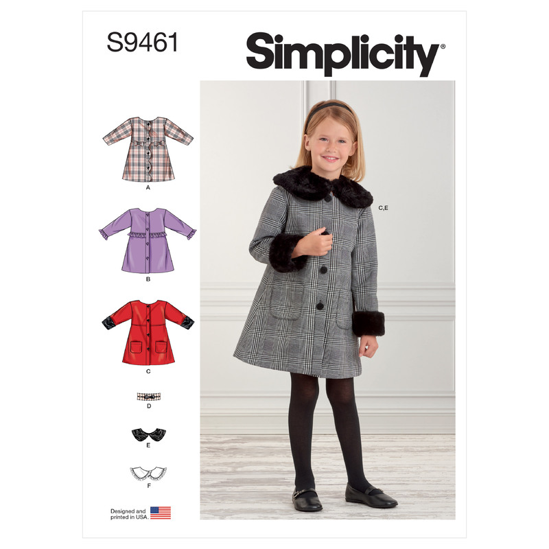 S9461 CHILDREN'S COAT Simplicity Sewing Pattern 9461