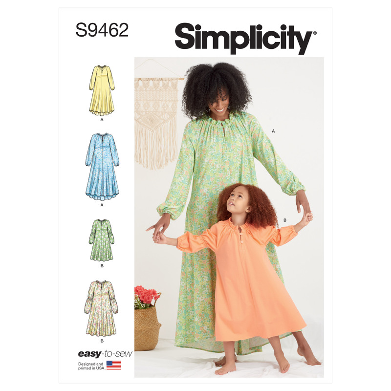 S9462 CHILD/MISS LOUNGE DRESS Simplicity Sewing Pattern 9462