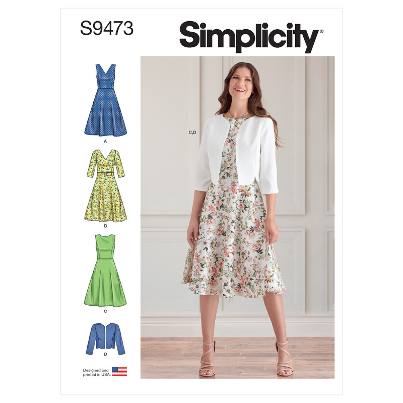 S9473 MISSES' DRESSES & JACKET Simplicity Sewing Pattern 9473