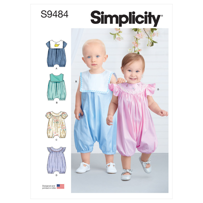 S9484 BABIES' ROMPERS Simplicity Sewing Pattern 9484