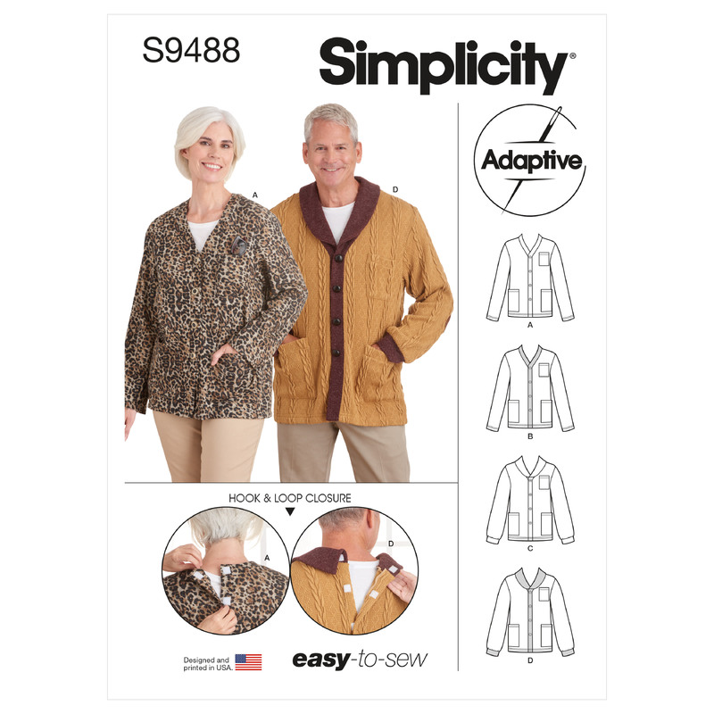 S9488 UNISEX ADAPTIVE CARDIGAN Simplicity Sewing Pattern 9488